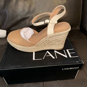 Lane Bryant Beige and Cream Wedge Sandals
